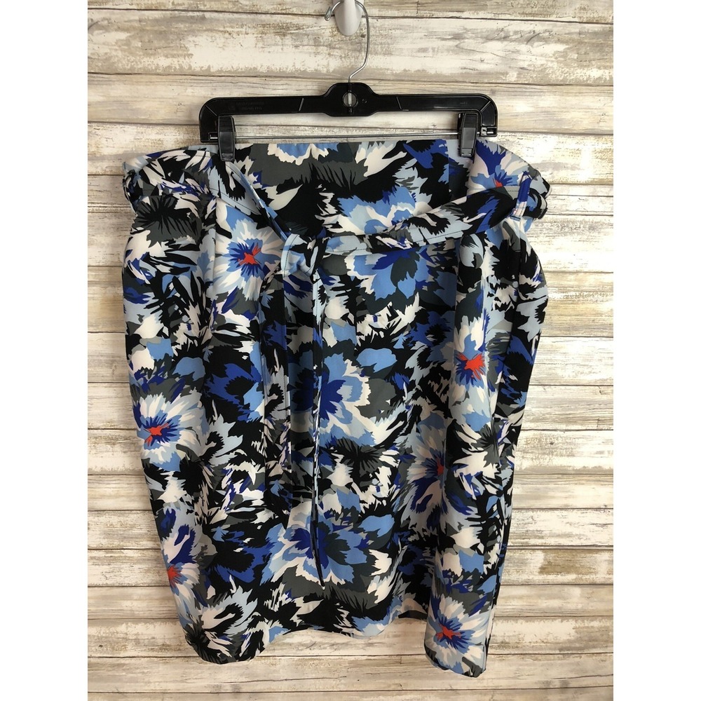 Lane Bryant Skirt Floral Print Blue High-Waisted Pencil Size 24